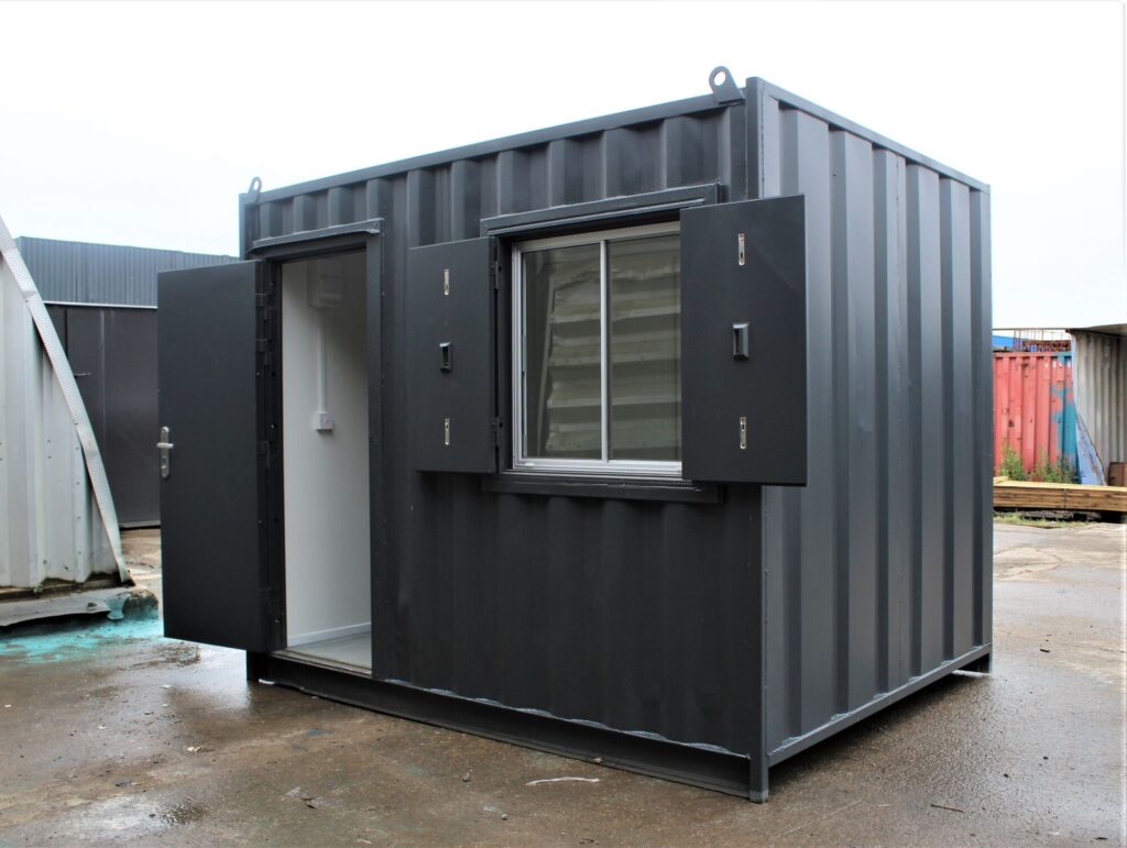 10ft Standard Container Office | Portable Insulated Office with A/C, Security Bars & 100 Amp Electrical System