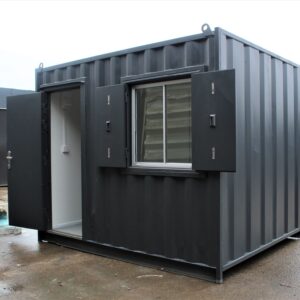 10ft Standard Container Office | Portable Insulated Office with A/C, Security Bars & 100 Amp Electrical System