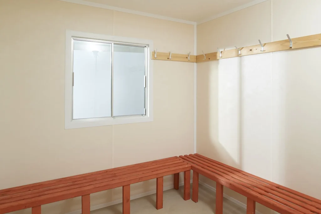 24ft x 9ft Steel Drying Room Cabin | Anti-Vandal Site Welfare Unit with Heated Drying Area, Benches & Secure Design