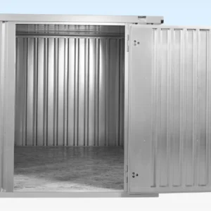 3m x 2.1m Flat Pack Storage Container – Galvanised Steel | Compact Modular Store with Double Locking Security