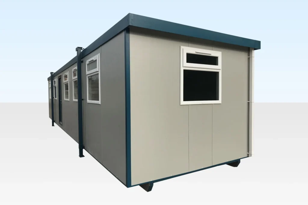 40ft x 10ft Jackleg Office Cabin | Spacious Portable Office with Insulated Interior, 6 Windows & Fixed Jacklegs