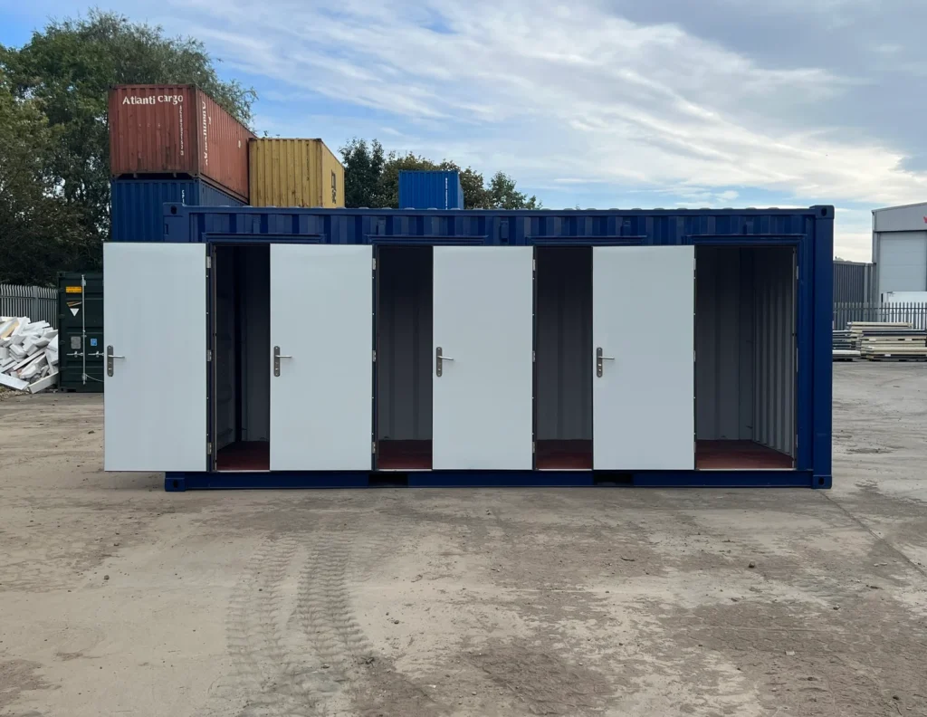 20ft Shipping Container | Four Hinged Steel Doors with Flexible Movable Partition Storage System