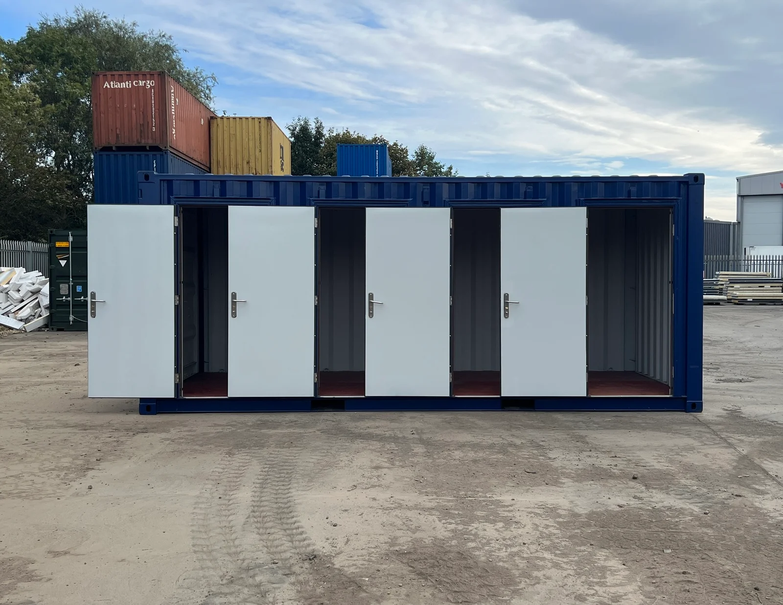 20ft Shipping Container | Four Hinged Steel Doors with Flexible Movable Partition Storage System
