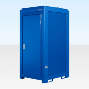 5ft x 4ft Single Mains Toilet Cabin – Blue | Compact Insulated Steel Portable WC with Basin & Extractor Fan