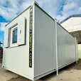 24x9ft Open Plan Office Cabin with Kitchenette | Anti-Vandal Portable Site Building with Heating, Secure Steel Door & Refurbished Interior