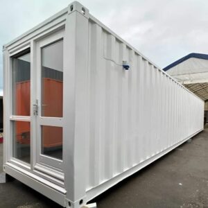 Converted 40ft Shipping Container Office | Open Plan Workspace with Insulation, Glass Panels & Portable Design