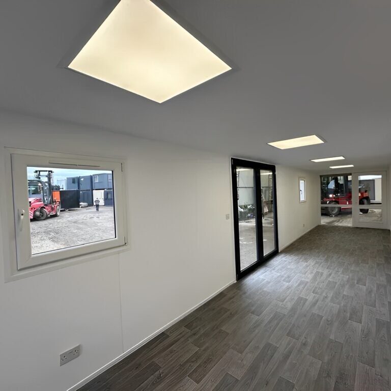 Converted 40ft Shipping Container Office | Open Plan Workspace with Insulation, Glass Panels & Portable Design - Image 9