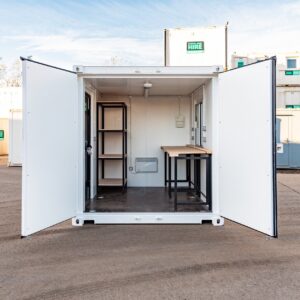 10ft Modified Workshop Office Container | Compact Mobile Workshop with Secure Storage, Electrical Setup & Professional Workspace