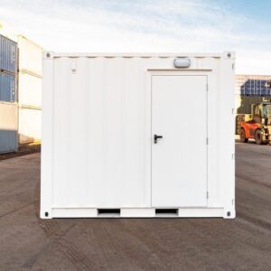 10ft Modified Workshop Office Container | Compact Mobile Workspace with Electrical Setup & Secure Storage Design