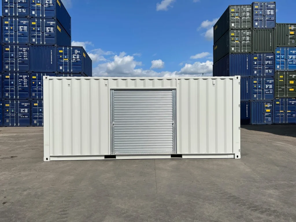 20ft Custom One Trip Shipping Container | Roller Shutter Door & RAL 7035 Finish