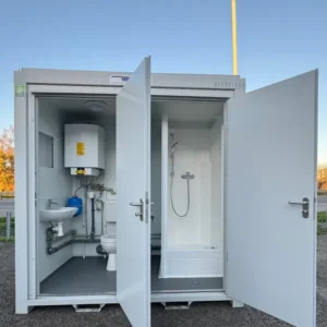 NEW 1 Toilet & 1 Shower Block | 8x5 Ft | Portable Containex Unit | GREY