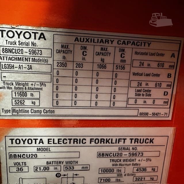 2021 Toyota 8BNCU20 4000 lb stand up electric forklift photo 14