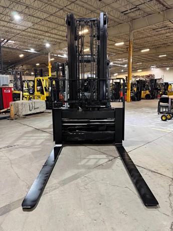 Complete front view of 2023 Toyota 8FGC70U forklift with 72-inch forks