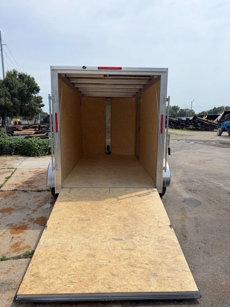 Alcom 6x12 cargo trailer stock 17826 rear ramp and cargo compartment