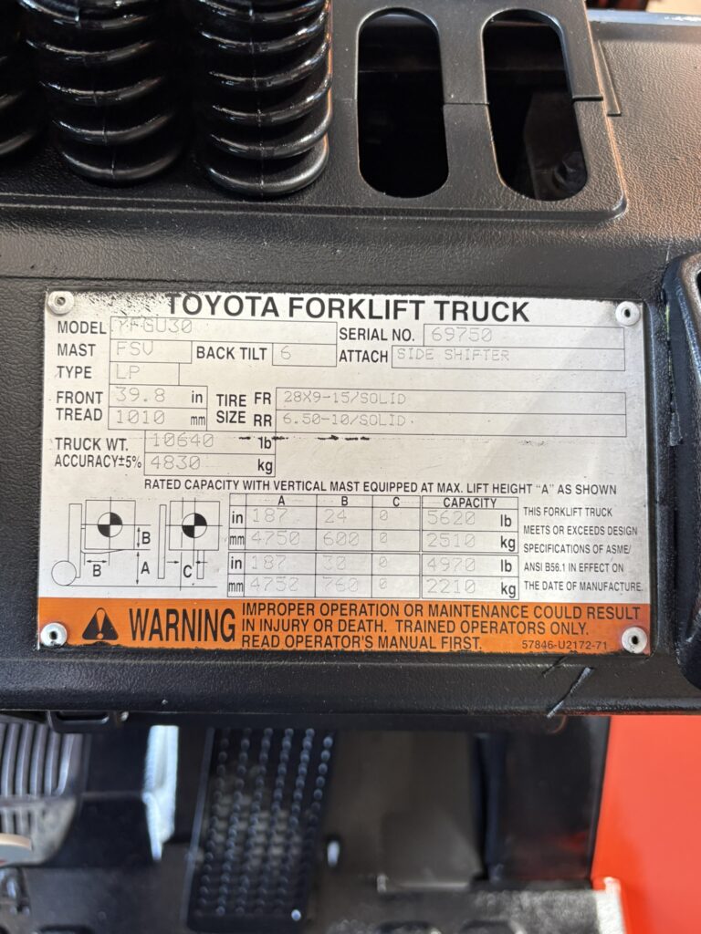 2006 Toyota 7FGU30 forklift stock 1823 detail 4