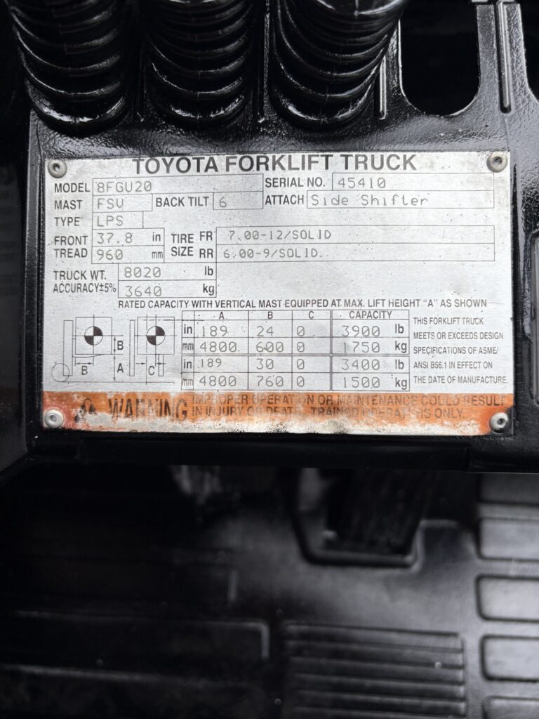 2013 Toyota 8FGU20 forklift stock 1682 detail 7