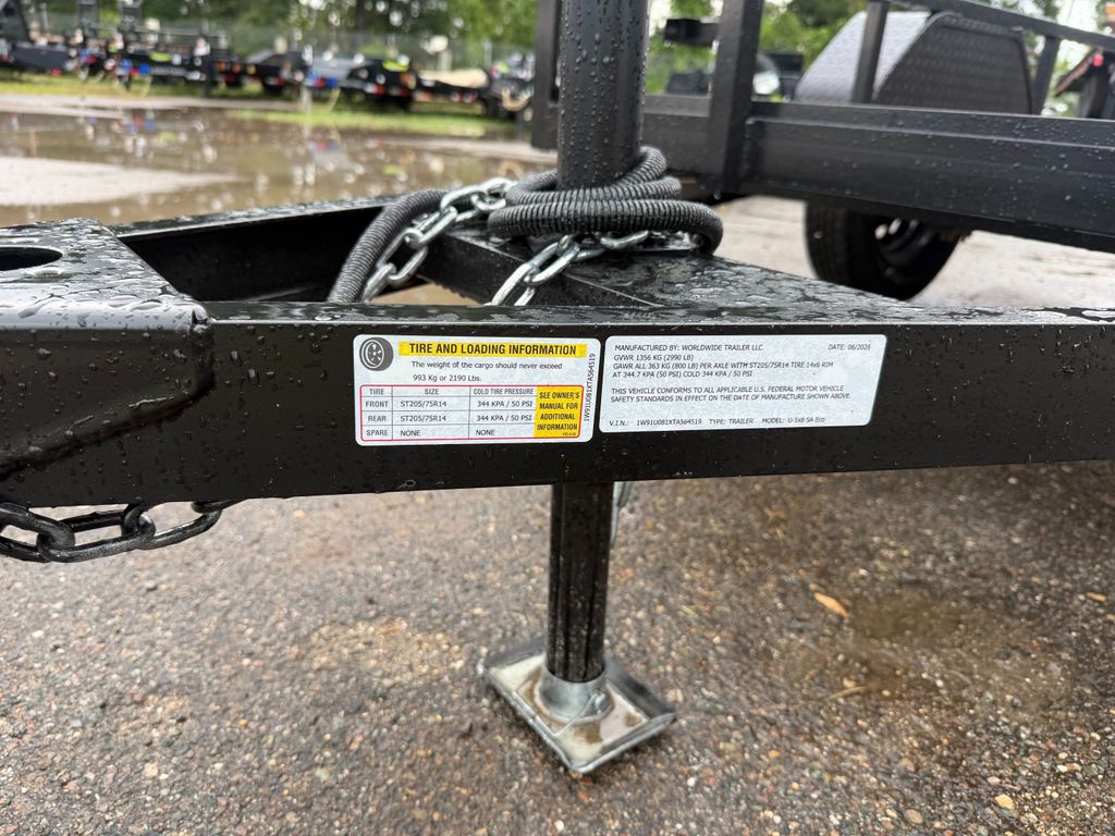 2026 Worldwide 5x8 Steel Utility Trailer – 2,990 lb GVWR stock 17830 view 2
