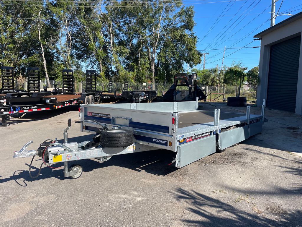 2025 Brian James Connect 7x15 Flatbed Trailer – Galvanized, Fold-Down Sides view 4