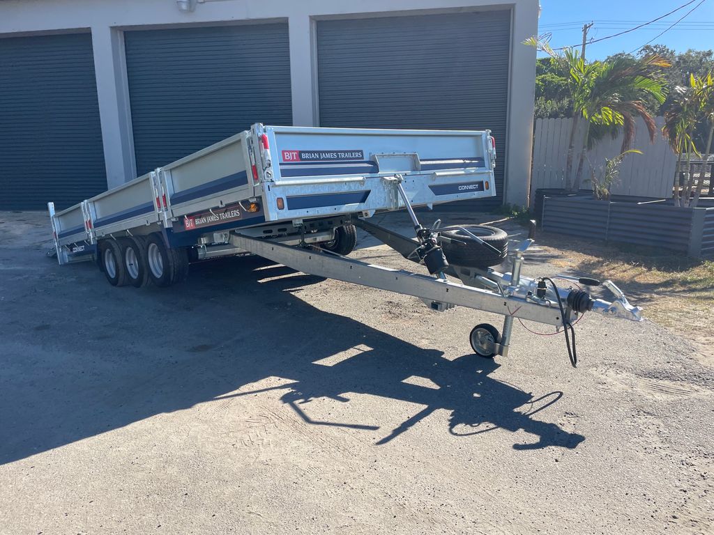 2025 Brian James Connect 7x15 Flatbed Trailer – Galvanized, Fold-Down Sides view 1
