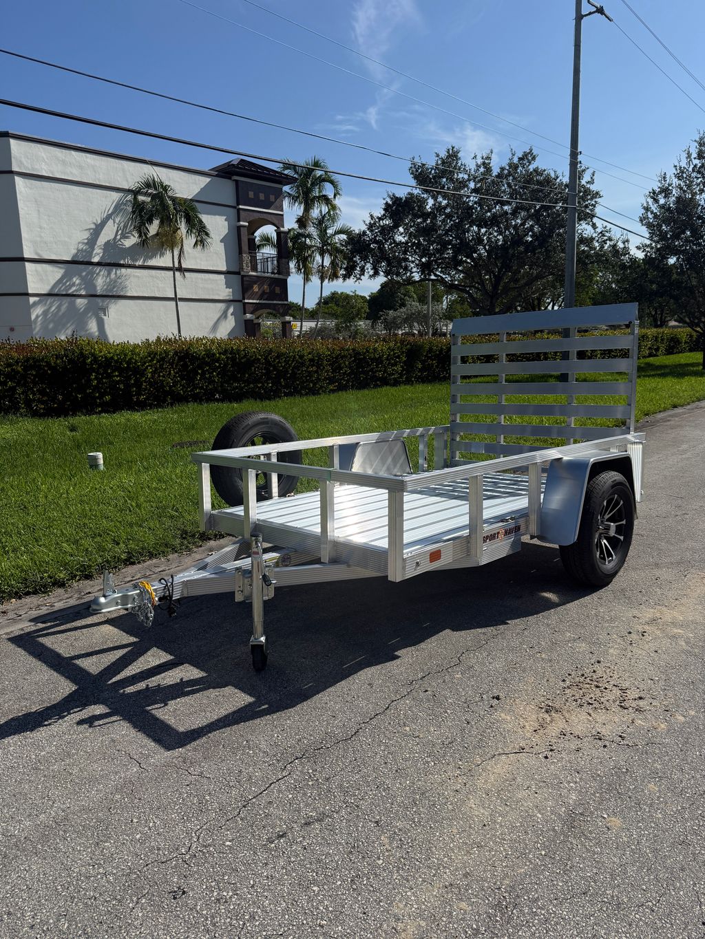 2027 Sport Haven 5x8 Aluminum Utility Trailer – Ramp Gate and Spare view 3