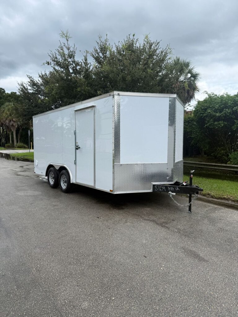 Quality Cargo white 8.5x16 enclosed trailer stock 18700 view 1