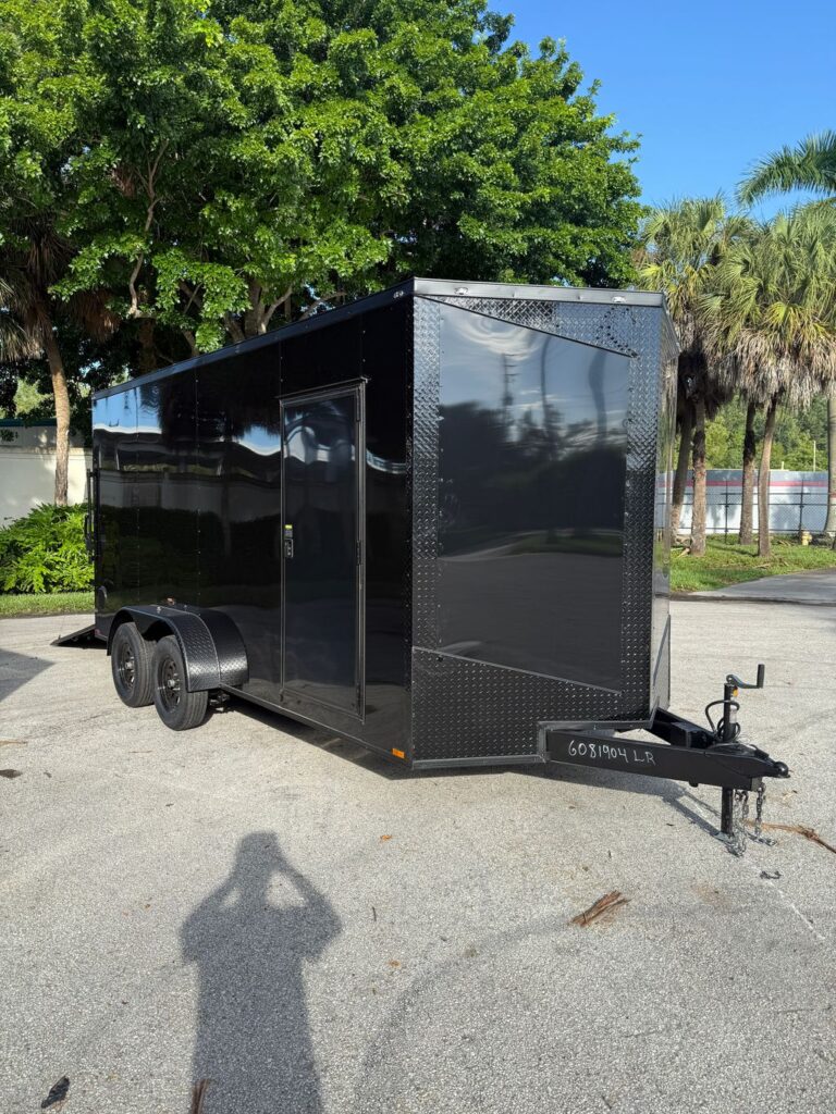 2027 Hook & Line 7x16 Enclosed Cargo Trailer – Blackout Ramp Model view 1